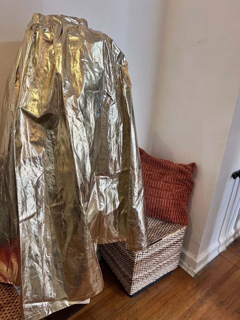 Metallic Gold Pleated Maxi Skirt
